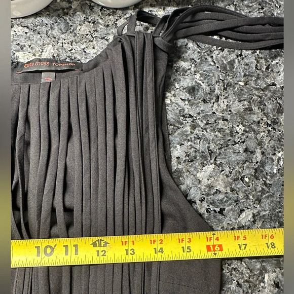 Kate Moss TopShop Black Fringe Punk Rock Glam Cocktail Party Dress Size Small S - Picture 8 of 11